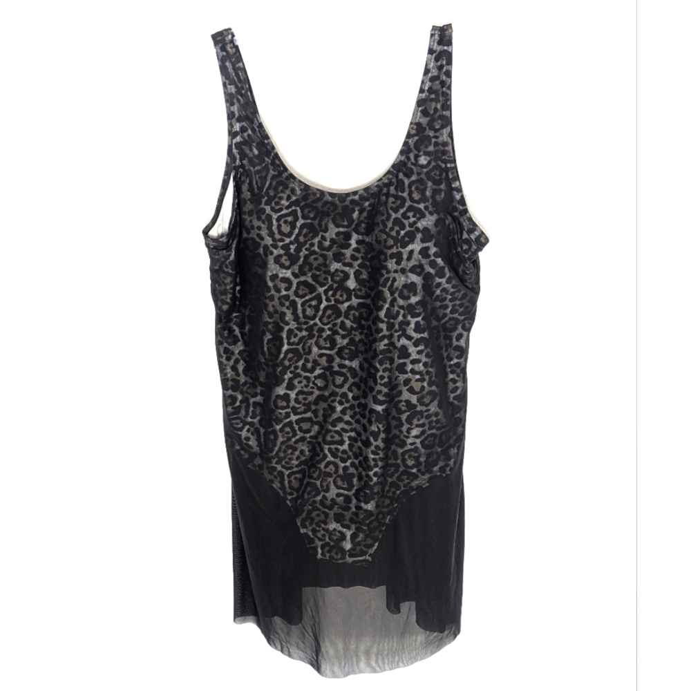 NWT Alisha Levine Swimsuit 20 W Leopard Slimming Tummy Onepiece Black Cover